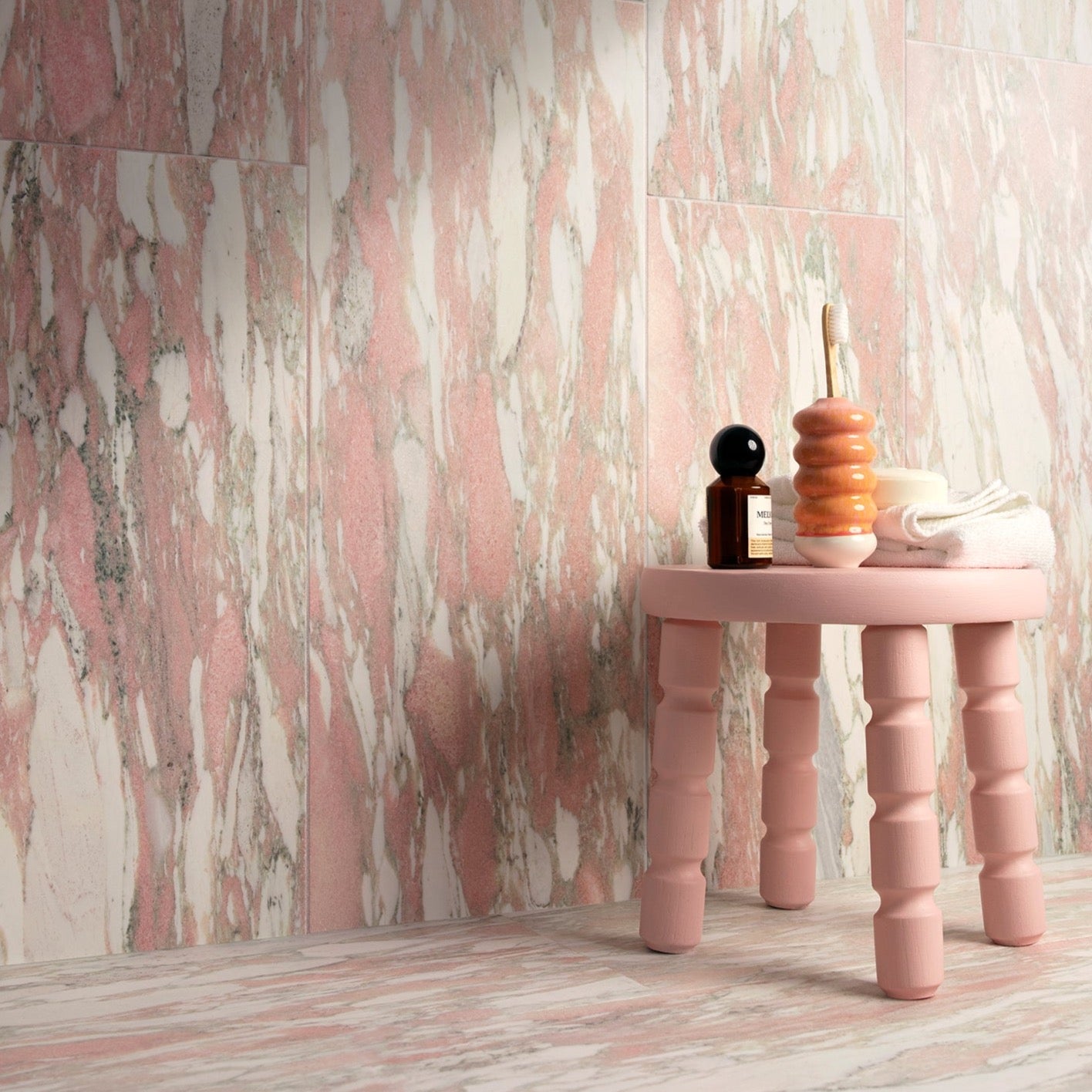 Pink Fauske marble honed